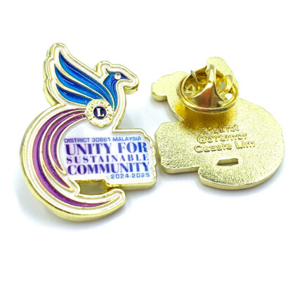 Cut to shape UV print soft enamel Lapel pins custom good quality rubber clutch at backside lapel pin placement badge maker